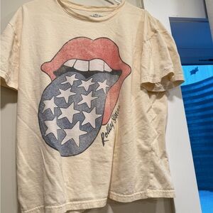 The Rolling Stones Cream Tee with Red and Blue Graphic